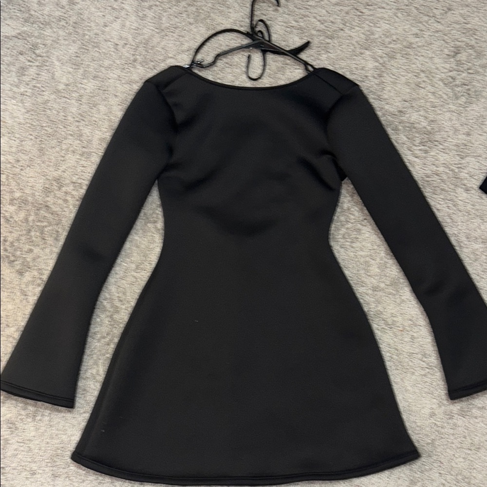 Fashion Nova Black Peplum Mini Dress with Bell Sleeves